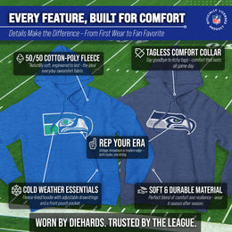 Seattle Seahawks NFL Adult Unisex Modern Throwback Ultra Soft Fleece Hooded Sweatshirt - Royal