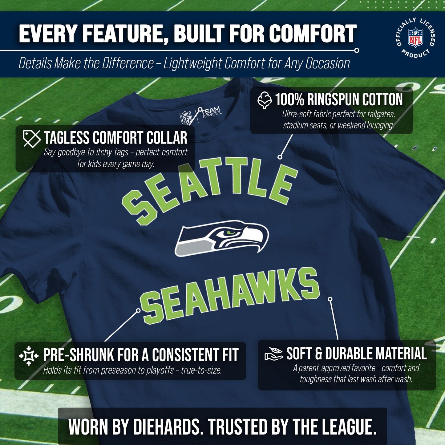 Seattle Seahawks NFL Youth Gameday Football T-Shirt - Navy