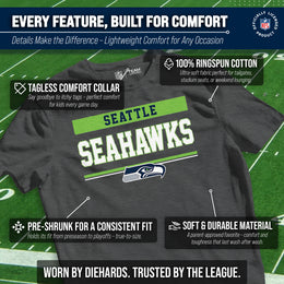 Seattle Seahawks NFL Youth Short Sleeve Charcoal T Shirt - Charcoal