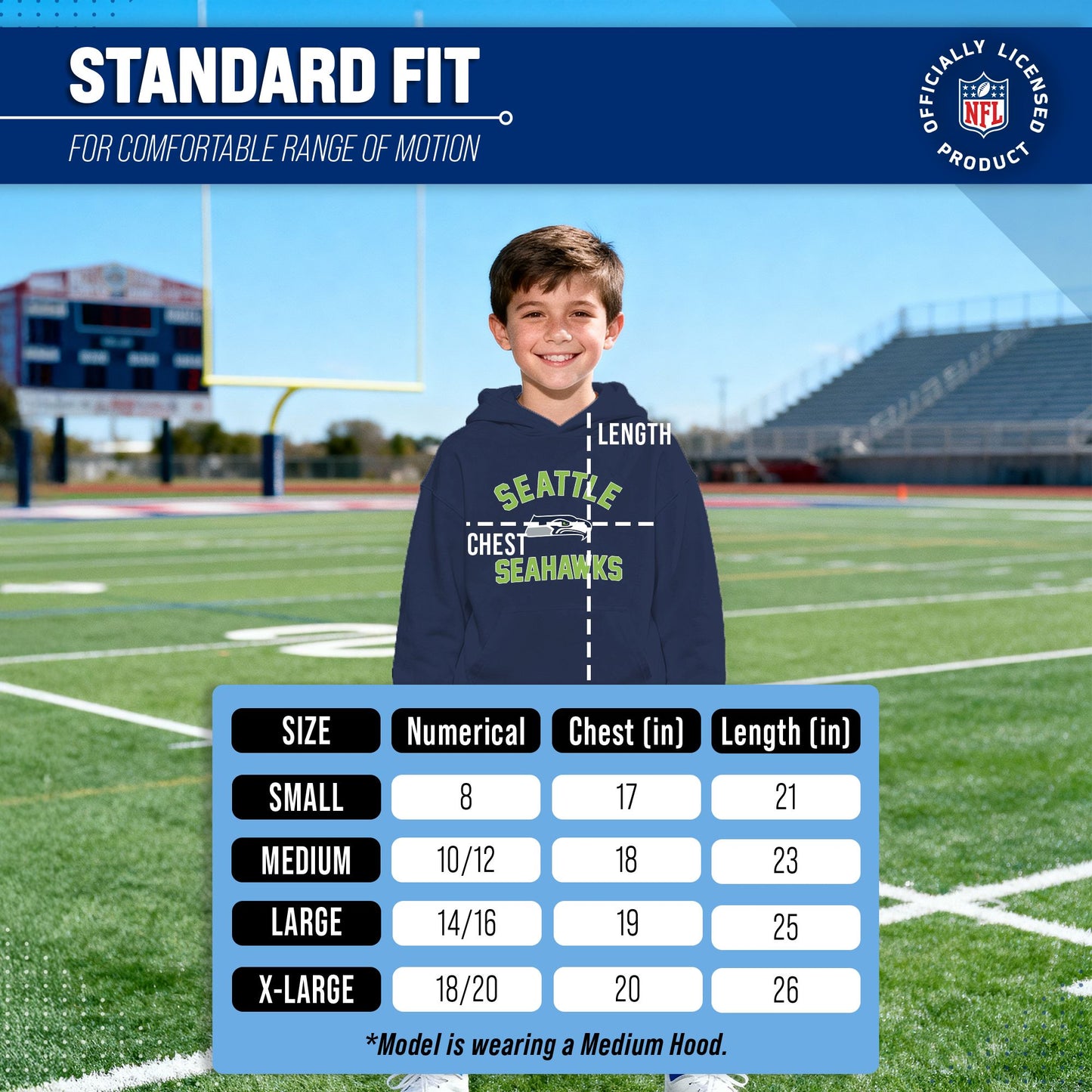 Seattle Seahawks NFL Youth Gameday Hooded Sweatshirt - Navy