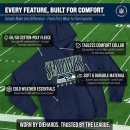 Seattle Seahawks NFL Youth Overtime Blueprint Football Fleece Hooded Sweatshirt - Navy