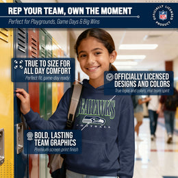 Seattle Seahawks NFL Youth Overtime Blueprint Football Fleece Hooded Sweatshirt - Navy