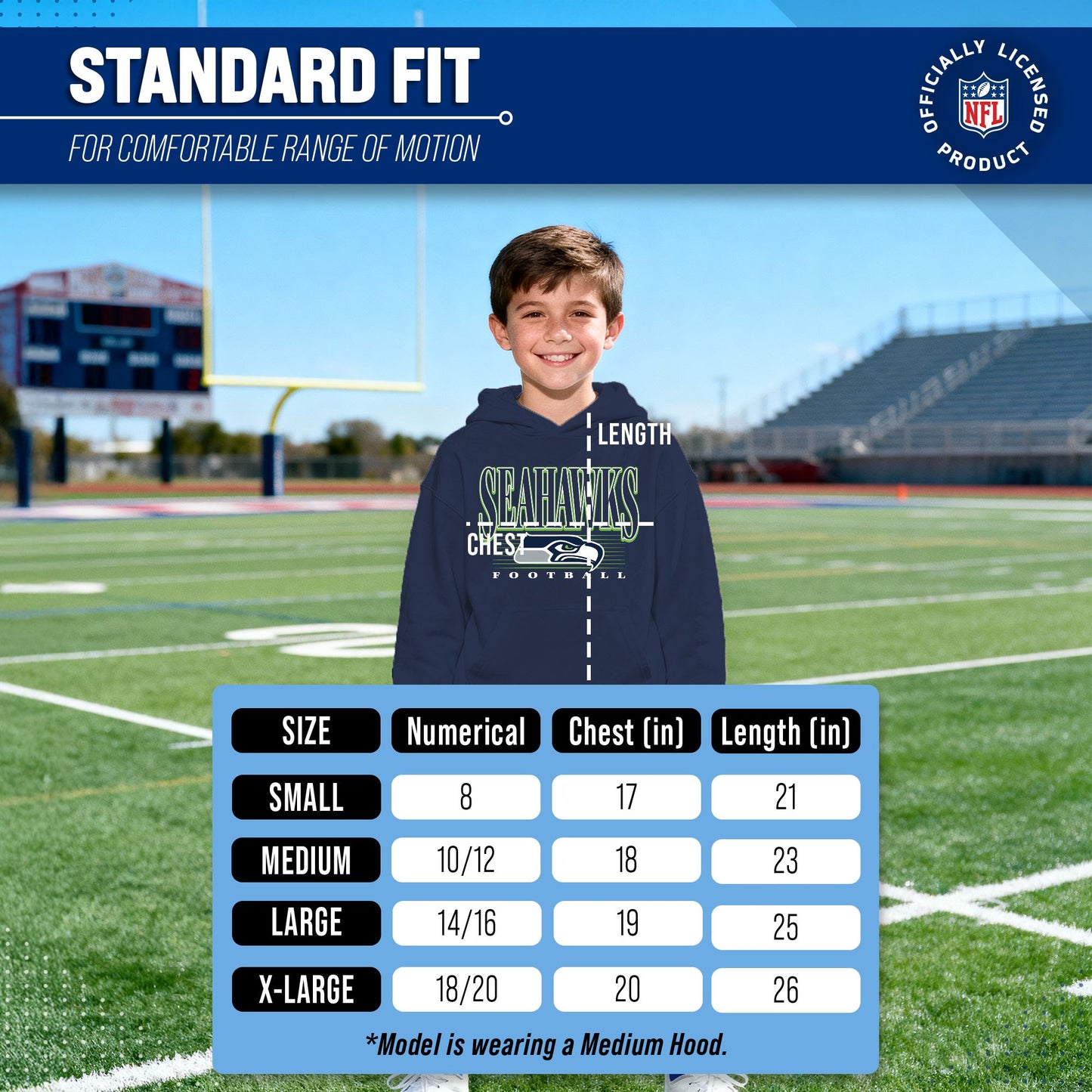 Seattle Seahawks NFL Youth Overtime Blueprint Football Fleece Hooded Sweatshirt - Navy