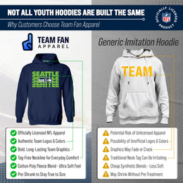 Seattle Seahawks NFL Youth Repeating Logo Football Fleece Hooded Sweatshirt - Navy
