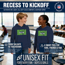 Seattle Seahawks NFL Youth Repeating Logo Football Fleece Hooded Sweatshirt - Navy