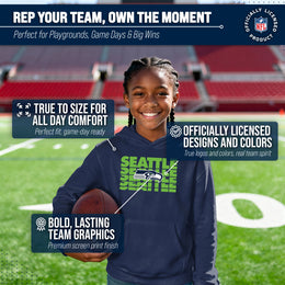 Seattle Seahawks NFL Youth Repeating Logo Football Fleece Hooded Sweatshirt - Navy