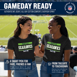 Seattle Seahawks NFL Women's Team Block Charcoal Tagless T-Shirt - Charcoal