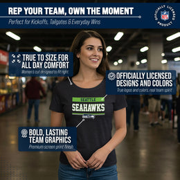 Seattle Seahawks NFL Women's Team Block Charcoal Tagless T-Shirt - Charcoal