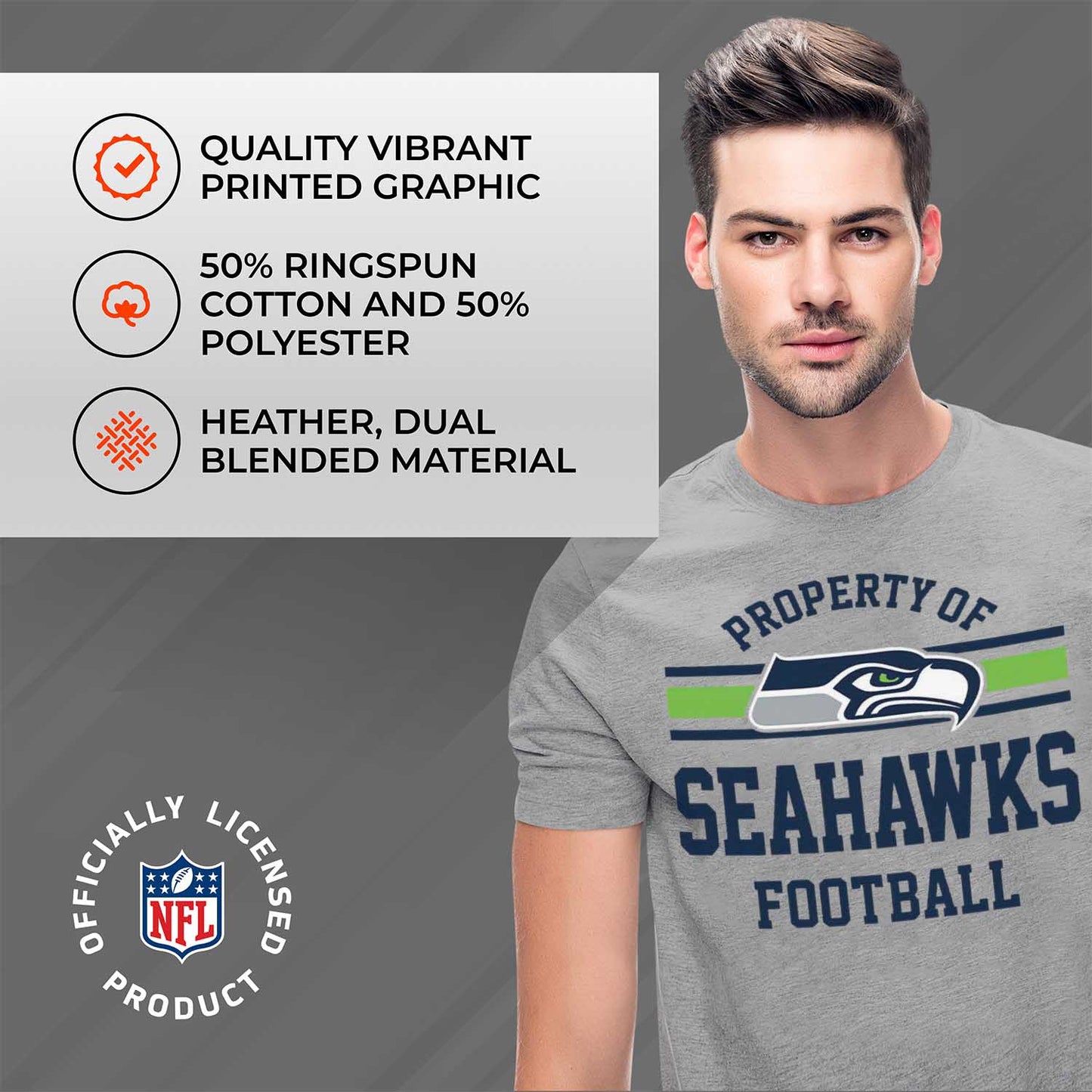 Seattle Seahawks NFL Adult Property Of T-Shirt - Sport Gray