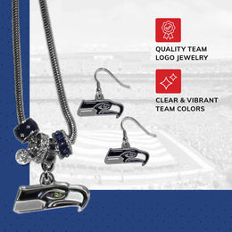 Seattle Seahawks NFL Game Day Necklace and Earrings - Silver