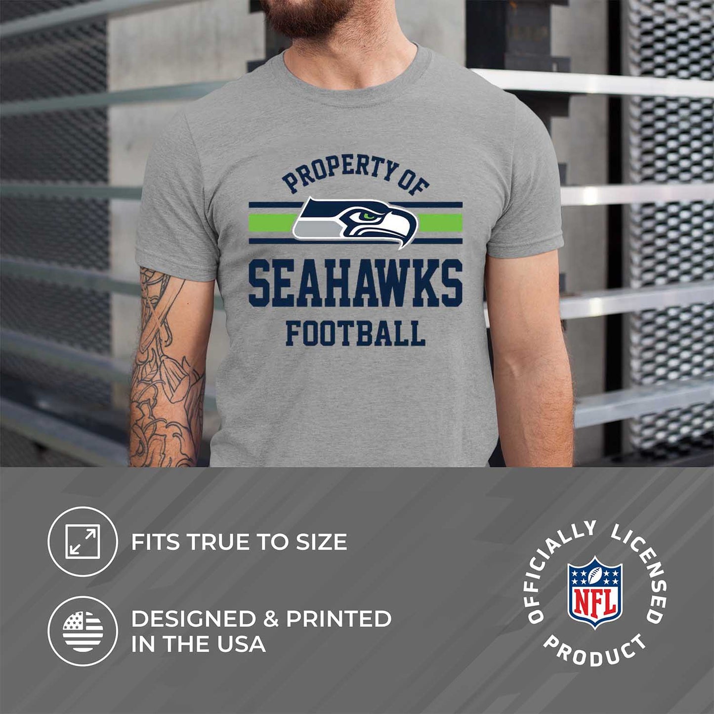Seattle Seahawks NFL Adult Property Of T-Shirt - Sport Gray