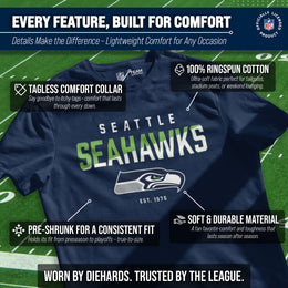Seattle Seahawks Adult NFL Diagonal Fade Color Block T-Shirt - Navy