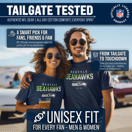 Seattle Seahawks Adult NFL Diagonal Fade Color Block T-Shirt - Navy