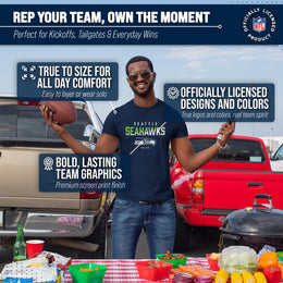 Seattle Seahawks Adult NFL Diagonal Fade Color Block T-Shirt - Navy