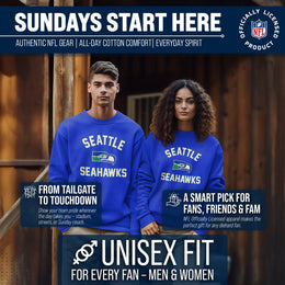 Seattle Seahawks NFL Adult Unisex Retro Gameday Ultra Soft Fleece Crewneck Sweatshirt - Royal