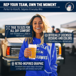 Seattle Seahawks NFL Adult Unisex Retro Gameday Ultra Soft Fleece Crewneck Sweatshirt - Royal