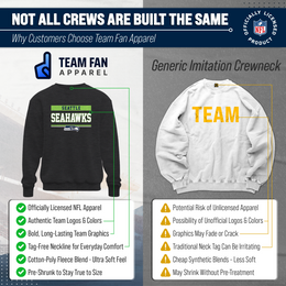 Seattle Seahawks NFL Adult Long Sleeve Team Block Charcoal Crewneck Sweatshirt - Charcoal