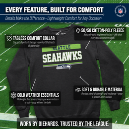 Seattle Seahawks NFL Adult Long Sleeve Team Block Charcoal Crewneck Sweatshirt - Charcoal