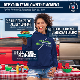 Seattle Seahawks Adult NFL Speed Stat Sheet Fleece Hooded Sweatshirt - Navy