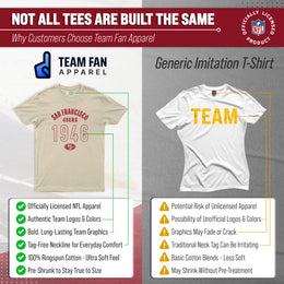San Francisco 49ers NFL Adult Big Date Tag-Less T-Shirt - Natural
