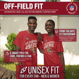 San Francisco 49ers NFL Adult Distressed Helmet Tag-Less T-Shirt - Red Heather