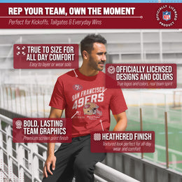 San Francisco 49ers NFL Adult Distressed Helmet Tag-Less T-Shirt - Red Heather