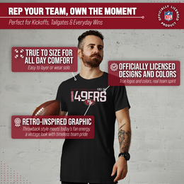 San Francisco 49ers NFL Adult Modern Endzone Tag-Less T-Shirt - Black