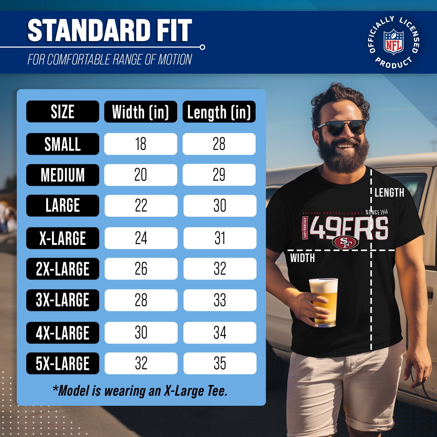 San Francisco 49ers NFL Adult Modern Endzone Tag-Less T-Shirt - Black