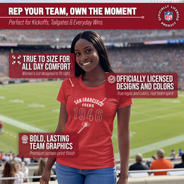 San Francisco 49ers NFL Womens Big Date Tag-Less T-Shirt - Red Heather