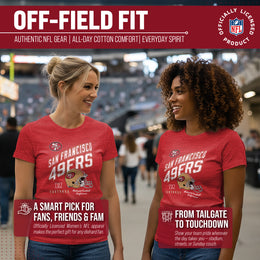 San Francisco 49ers NFL Womens Distressed Helmet Tag-Less Soft T-Shirt - Red Heather