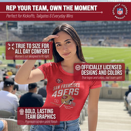 San Francisco 49ers NFL Womens Distressed Helmet Tag-Less Soft T-Shirt - Red Heather