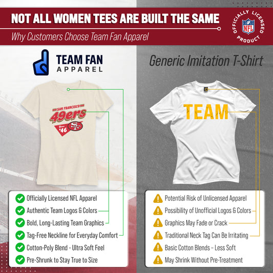 San Francisco 49ers NFL Womens Vintage Charm Tag-Less Soft T-Shirt - Birch