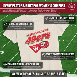 San Francisco 49ers NFL Womens Vintage Charm Tag-Less Soft T-Shirt - Birch
