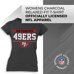 San Francisco 49ers NFL Women's Team Block Charcoal Tagless T-Shirt - Charcoal