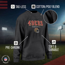 San Francisco 49ers Women's NFL Football Helmet Charcoal Slouchy Crewneck -Tagless Lightweight Pullover - Charcoal
