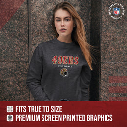 San Francisco 49ers Women's NFL Football Helmet Charcoal Slouchy Crewneck -Tagless Lightweight Pullover - Charcoal
