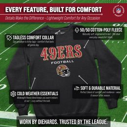 San Francisco 49ers Adult NFL Football Helmet Heather Crewneck Sweatshirt - Charcoal