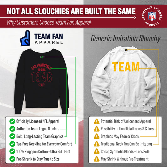 San Francisco 49ers NFL Womens Big Date Slouchy Crewneck - Black