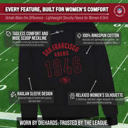 San Francisco 49ers NFL Womens Big Date Slouchy Crewneck - Black