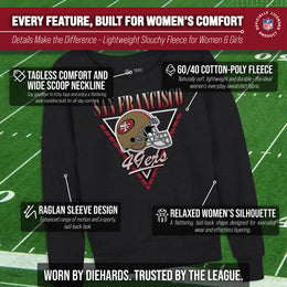 San Francisco 49ers NFL Womens Retro Triangle Slouchy Crewneck - Heather Charcoal