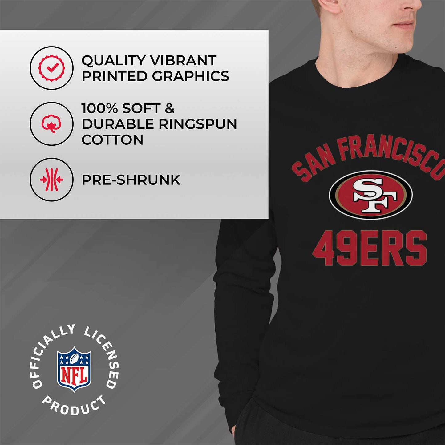 San Francisco 49ers NFL Gameday Adult Long Sleeve Shirt - Black