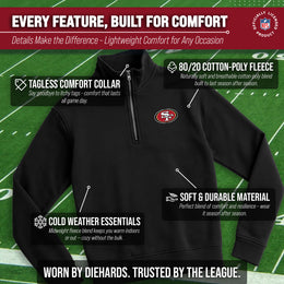 San Francisco 49ers NFL Adult Unisex Team Logo Quarter Zip Pullover Sweatshirt - Black