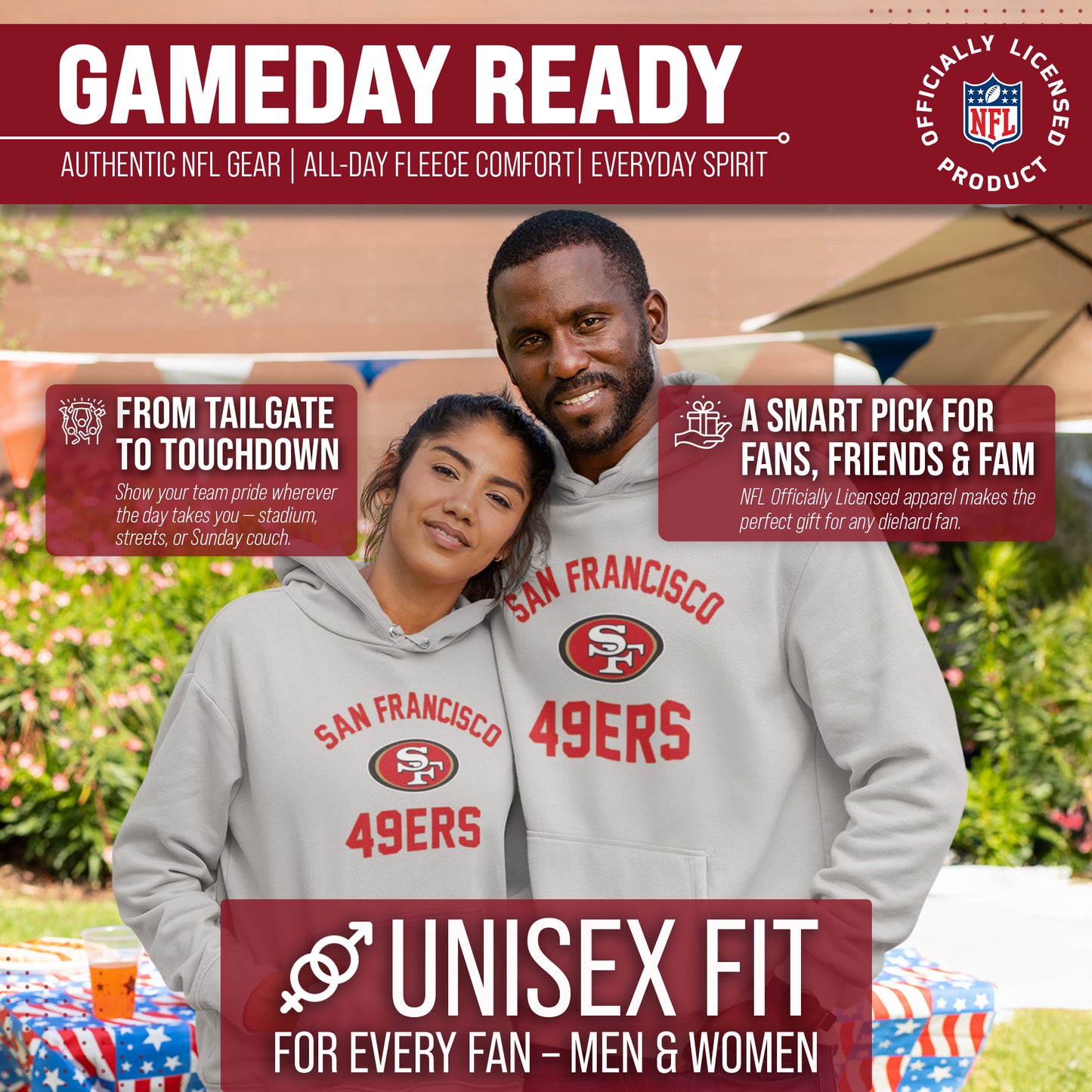 San Francisco 49ers NFL Adult Gameday Hooded Sweatshirt - Sport Gray