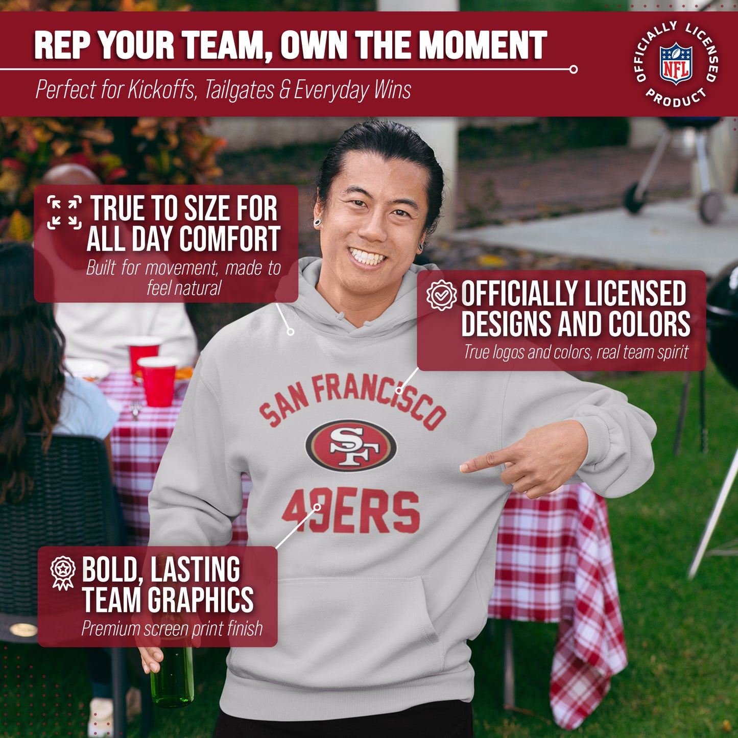 San Francisco 49ers NFL Adult Gameday Hooded Sweatshirt - Sport Gray