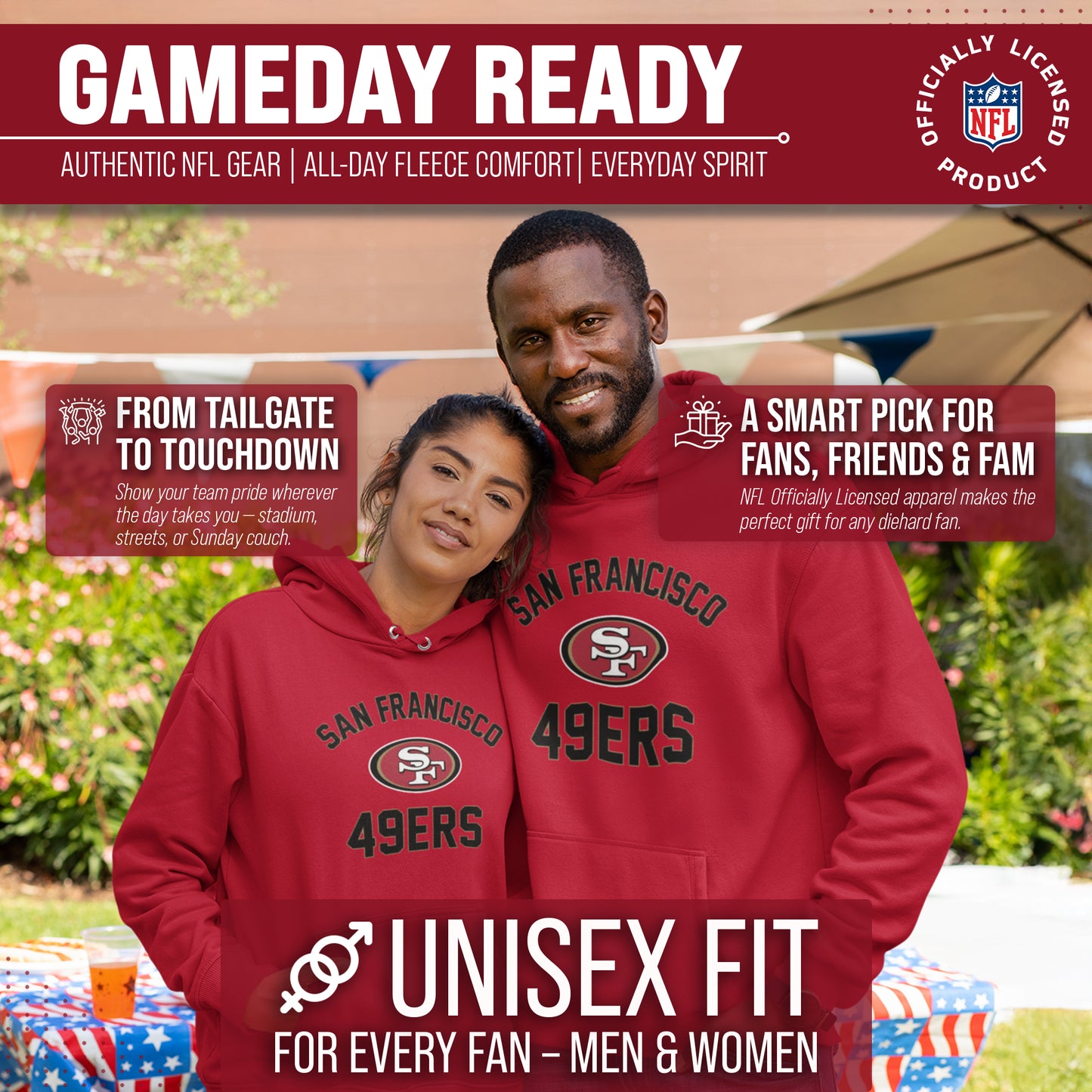 San Francisco 49ers NFL Adult Gameday Hooded Sweatshirt - Red