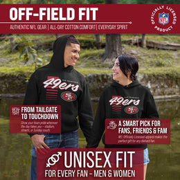 San Francisco 49ers NFL Adult Unisex Retro Script Ultra Soft Fleece Hooded Sweatshirt - Black
