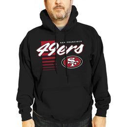 San Francisco 49ers NFL Adult Unisex Retro Script Ultra Soft Fleece Hooded Sweatshirt - Black