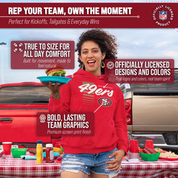 San Francisco 49ers NFL Adult Unisex Retro Script Ultra Soft Fleece Hooded Sweatshirt - Red