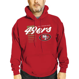 San Francisco 49ers NFL Adult Unisex Retro Script Ultra Soft Fleece Hooded Sweatshirt - Red