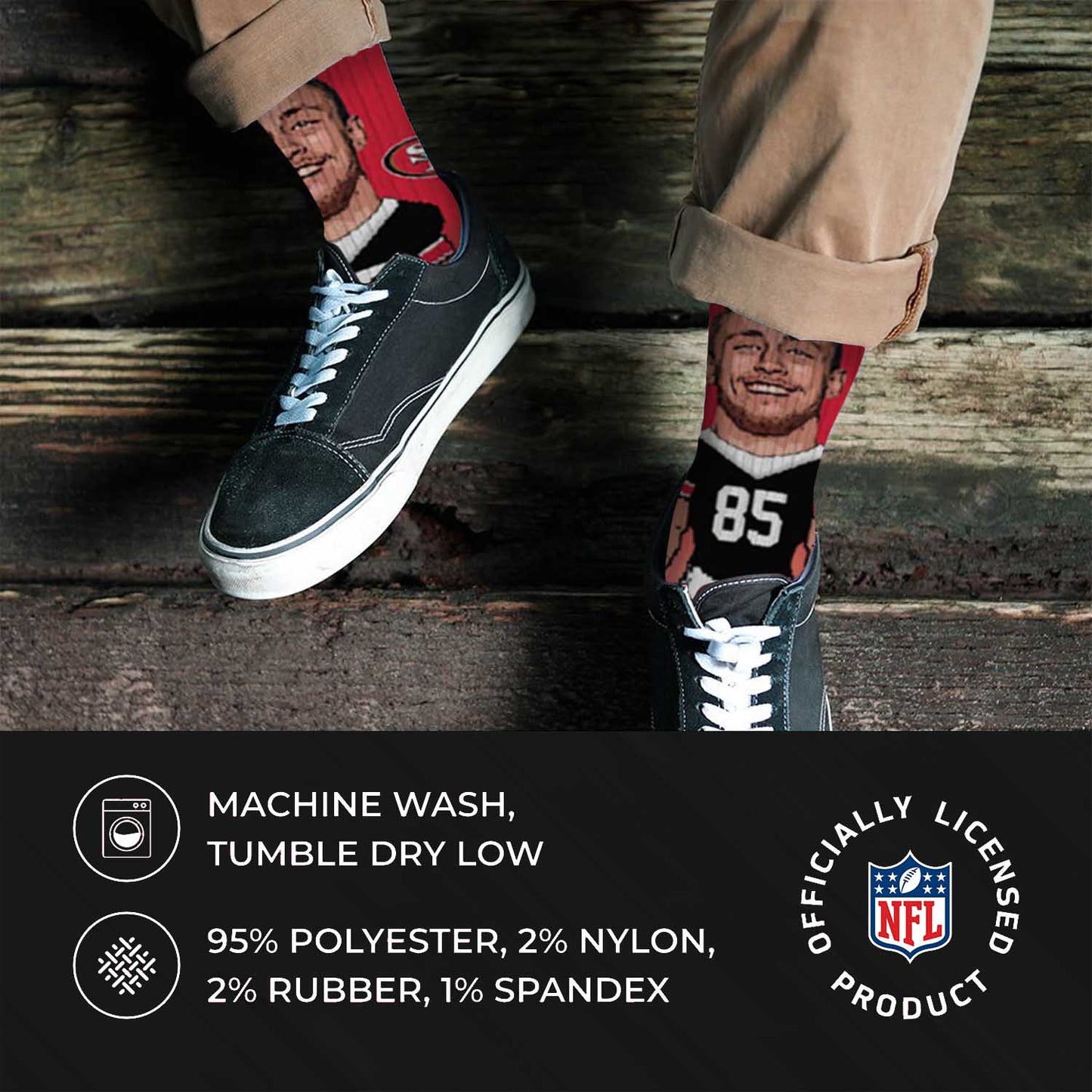 San Francisco 49ers NFL Adult V Curve MVP Player Crew Socks - Red